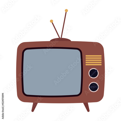 Collection of vintage audio and video devices in flat style