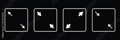 maximize and minimize line Arrows icon set , vector resizing, expanding arrow line icons in thin line style.