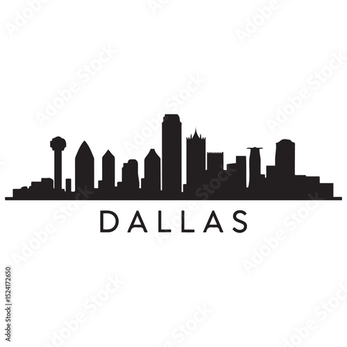 Dallas skyline horizontal banner. Dallas, Texas. Vector template for your design. Vector black silhouette. with white background