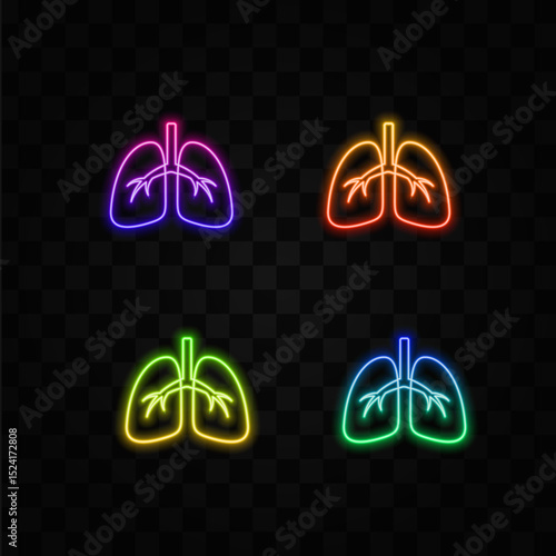 human lung isolated icon. lung icon. neon style.