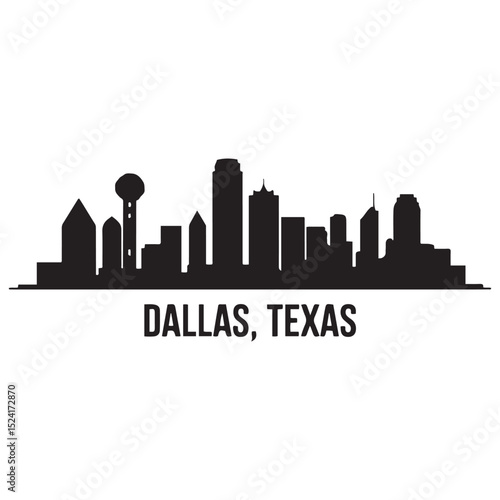 Dallas skyline horizontal banner. Dallas, Texas. Vector template for your design. Vector black silhouette. with white background