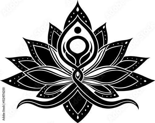 Unalumed lotus flower symbol, Hindu or Buddhist sign representing path to enlightenment .