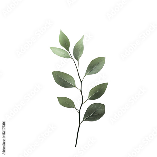 Wallpaper Mural A stylized, outlined, muted green sprig of leaves Torontodigital.ca