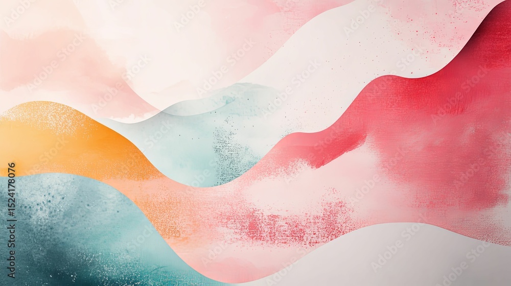 Fototapeta premium Abstract watercolor painting with soft, flowing curves and layered colors.