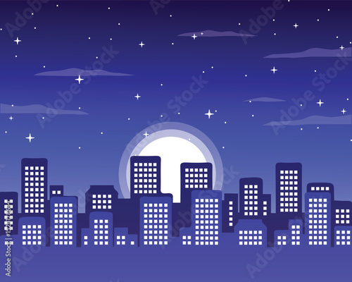 Abstract Illustration of Night Cityscape