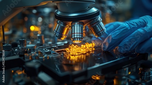 Microscopic Examination of Illuminated Capsules in a Laboratory Setting