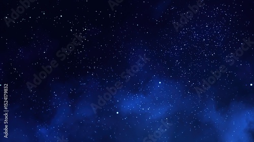 Serene Night Sky with Stars and Blue Cloudy Background – Ethereal Cosmic Glow, Deep Azure Hues, Gentle Cloud Veils, Starry Nightscape Aesthetics