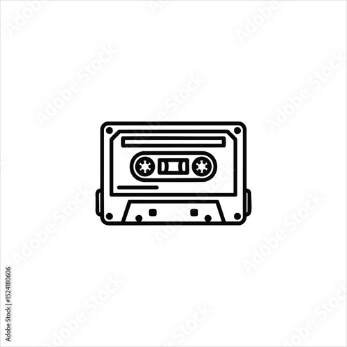 Cassette Tape Audio Retro Line Icon Vector