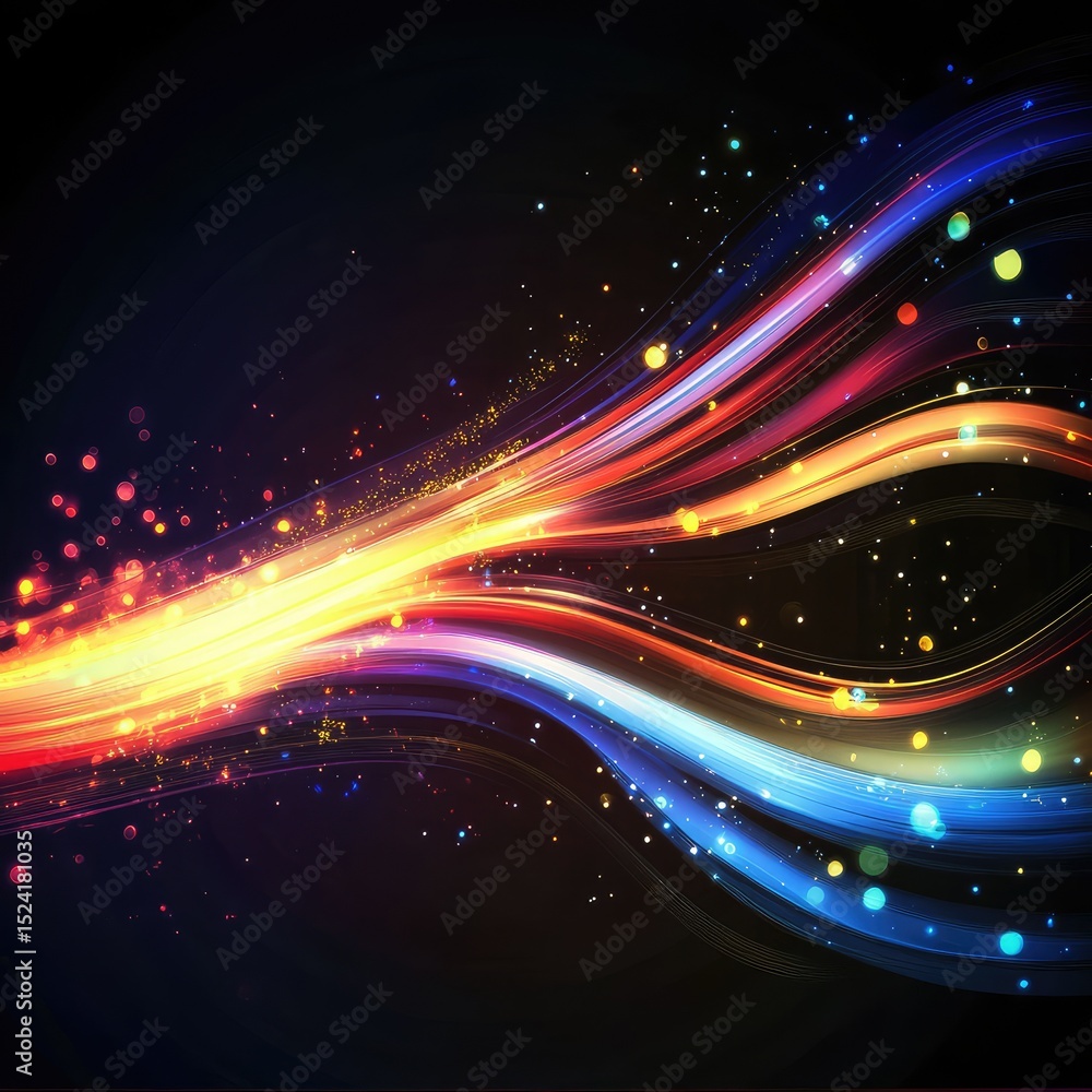 Fototapeta premium Multicolor abstract light streaks on a dark background