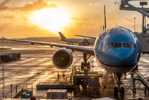 Canvas Print Airplane at Amsterdam Airport Schiphol, Netherlands