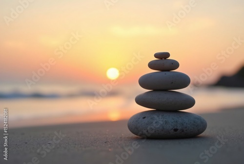 zen stones on the beach