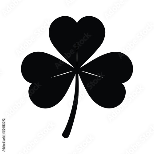 Black shamrock silhouette on white background suitable for st patricks day celebrations and irish designs
