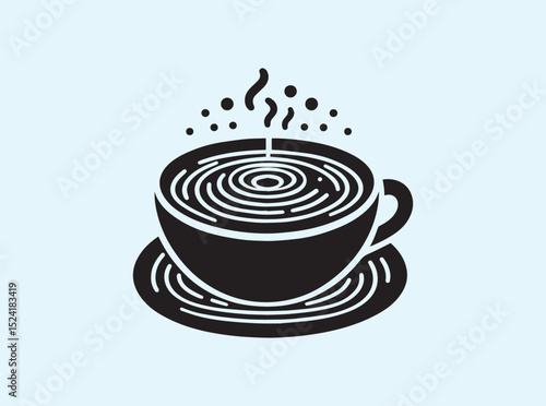 Black Saucer Silhouette in Clean Flat Design