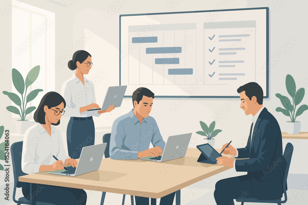 Fototapeta premium Efficient Collaborative Workspace Boosting Team Productivity and Innovation