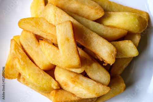 Plate Of Deep Fries Chunky Chips Food Accompaniment
