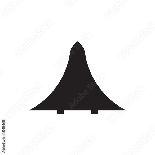 Supersonic jet silhouette icon vector. Black silhouette of high-speed aircraft, symbolizing fast air travel.