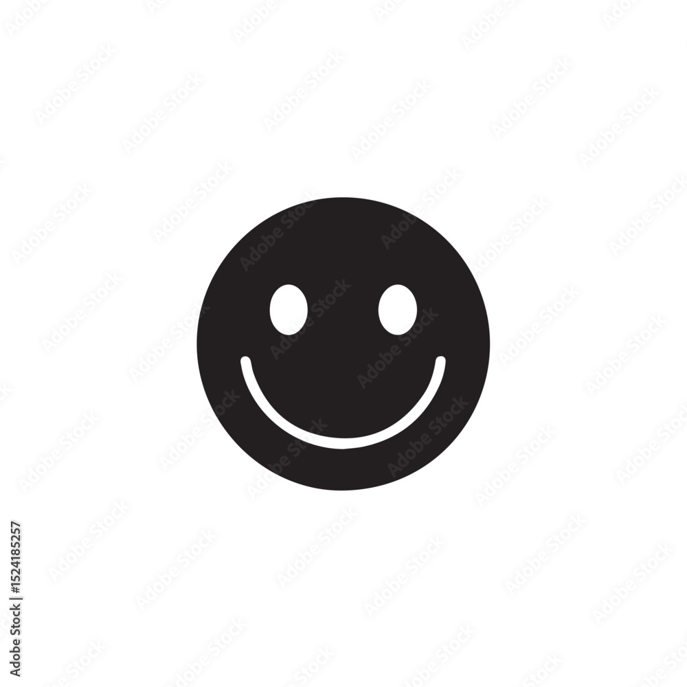 Simple black and white smiley face icon for positive feedback and happiness Simple black and white smiley face icon for positive feedback and happiness