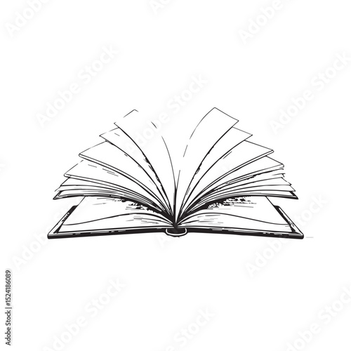 Open book sketch hand drawn illustration design element