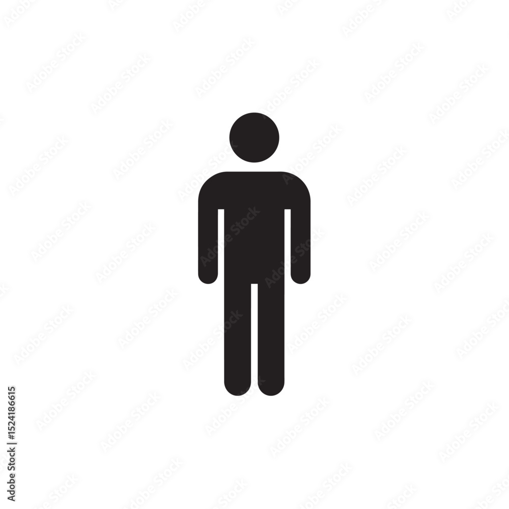 Simple black silhouette icon of a person standing Simple black silhouette icon of a person standing