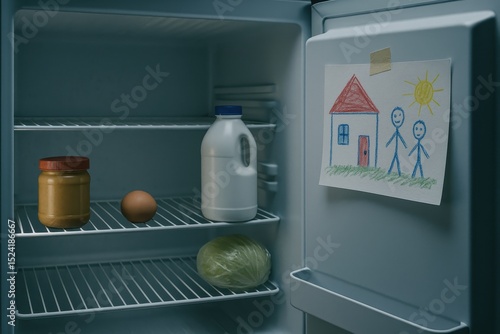 Struggling family faces challenges to meet basic needs as refrigerator shows limited food supplies