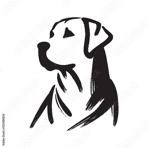  Labrador retriever head brush ink sketch vector illustration