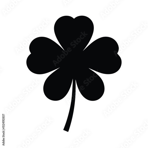 Simple black shamrock symbol for st patricks day decoration isolated on white background