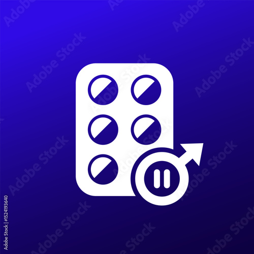 andropause icon with pills, vector
