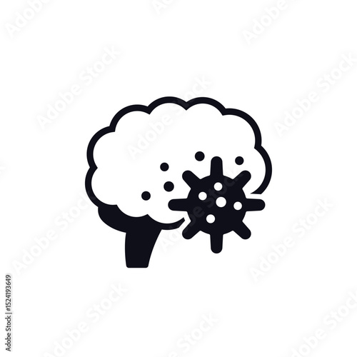 brain infection or virus icon on white