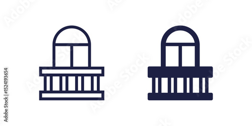 balcony icons on white, line and solid design