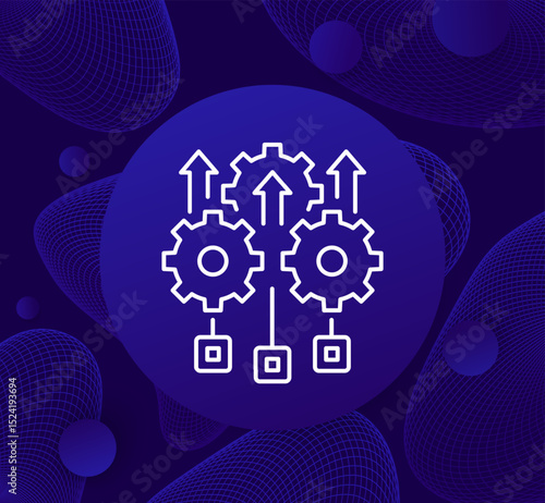 deployment process line icon, project execution design