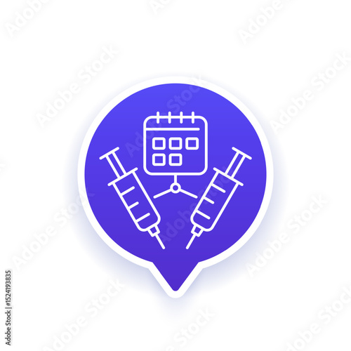 regimen icon with calendar and syringes, line design