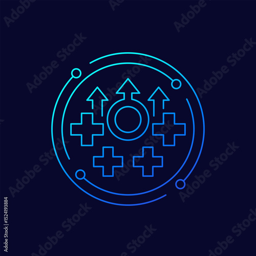 testosterone therapy icon, male hormone booster, linear design