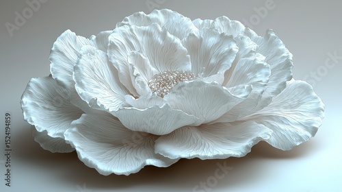 White Flower Closeup, Studio Lighting, Elegant Composition, Neutral Background