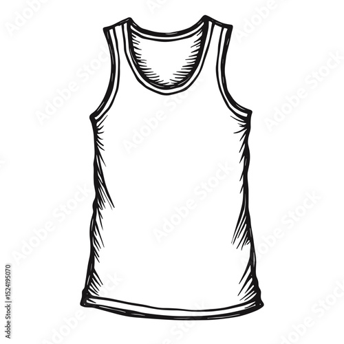 Hand-drawn tank top, casual sleeveless shirt illustration, summer apparel, copy space