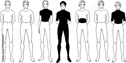 Fashion figure ten heads design template croquis wearing bodice
