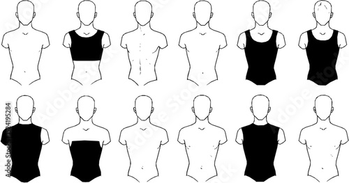 Fashion figure ten heads design template croquis wearing bodice
