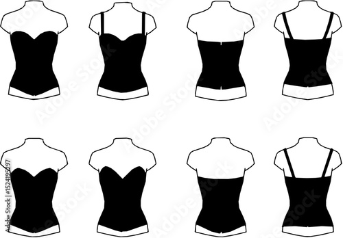 Fashion figure ten heads design template croquis wearing bodice
