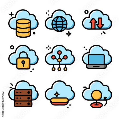 Cloud nine cloud computing icons for your next project.