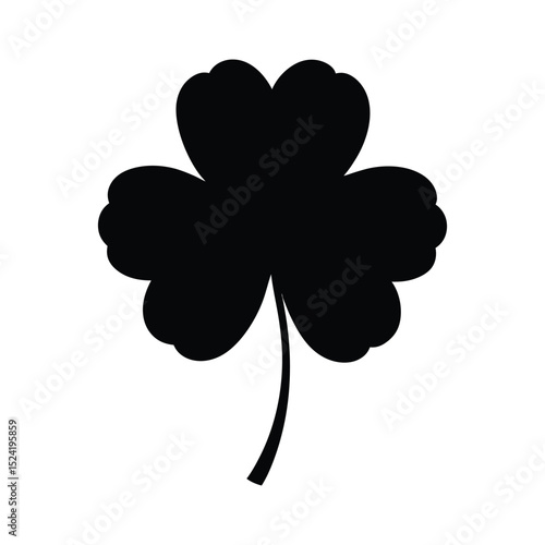 Simple black shamrock silhouette isolated on white background suitable for st patricks day design