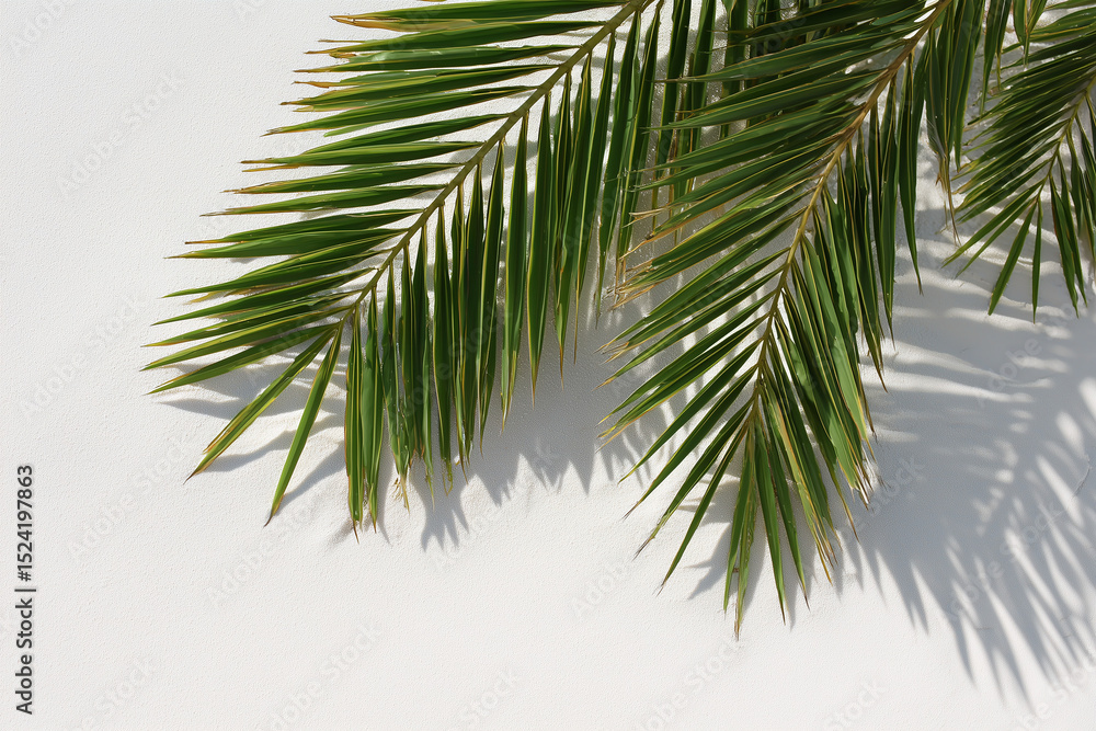 Fototapeta premium 白い背景とヤシの葉