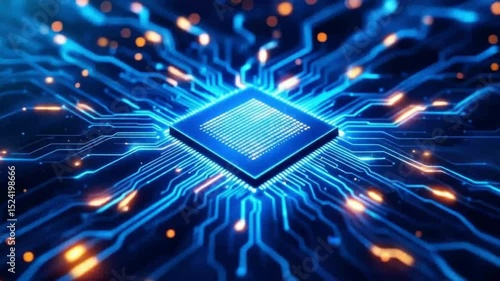 Dramatic Computer CPU Chip Processor Technology Background – Glowing Binary Core, Radiant Circuit Pathways, and Artistic Tech Imagery with Mystical Lighting and Intense Digital Energy