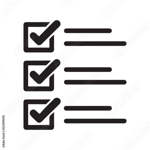 Check list vector icon. Vector black silhouette. with white background