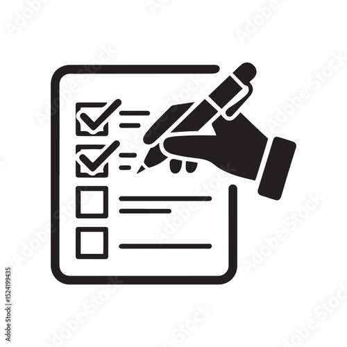 Check list vector icon. Vector black silhouette. with white background