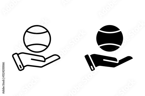 hand holding tennis ball on white background style