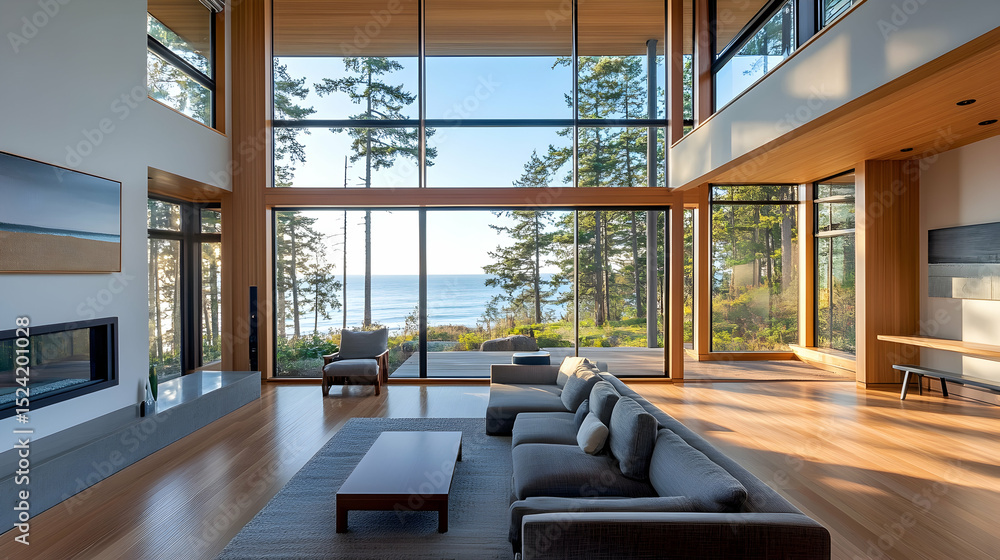 Fototapeta premium Modern Living Room with Ocean Vie C97AF