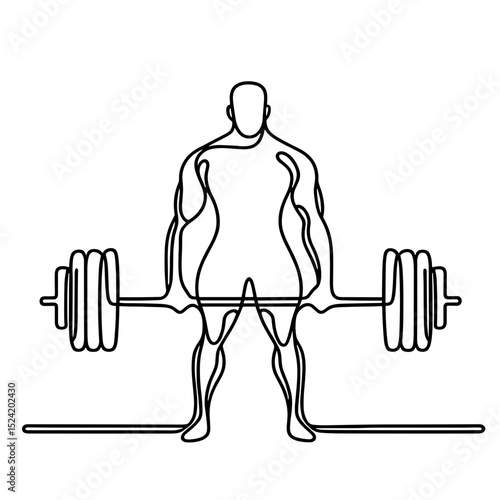 Weightlifter, vector, black line drawing, minimalistic, single line, simple line, isolated, transparent background 