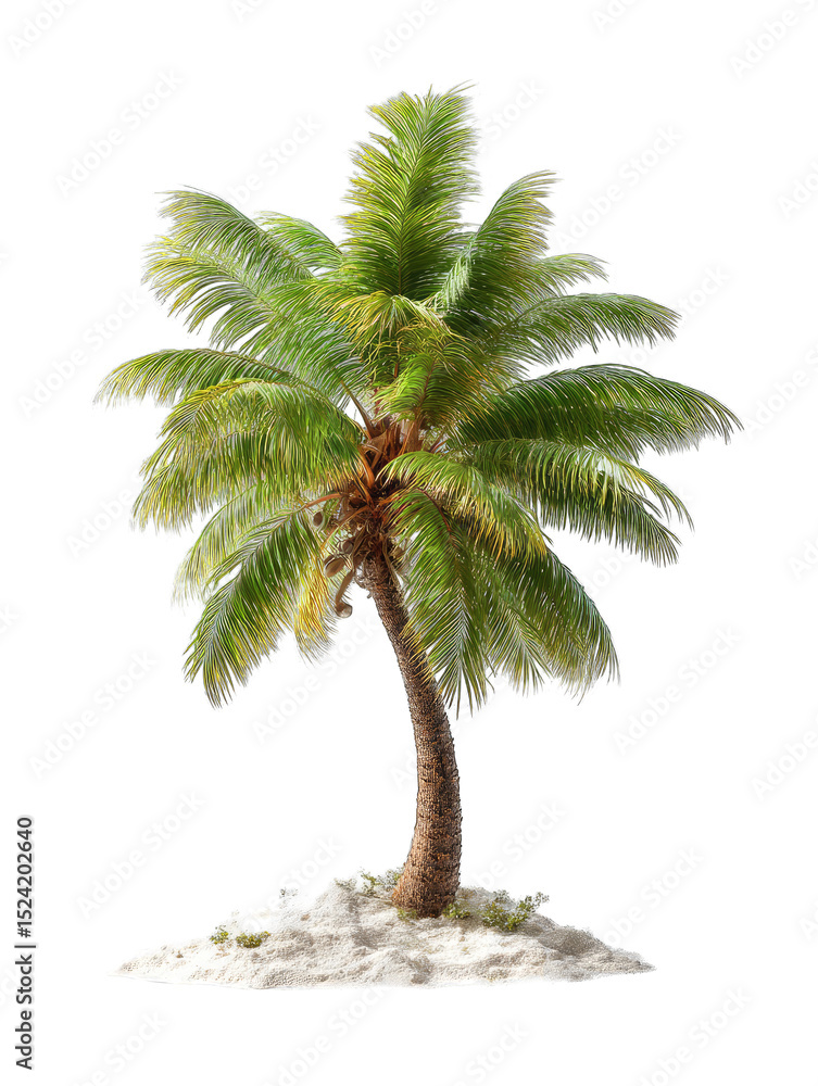 Obraz premium Isolated palm tree on a small patch of white sand