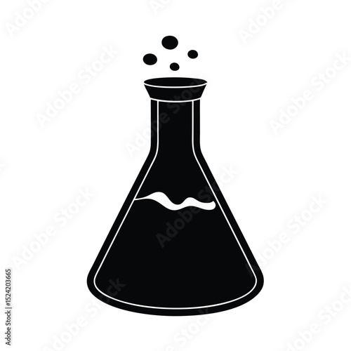 Black Beaker with Liquid Vector illustration