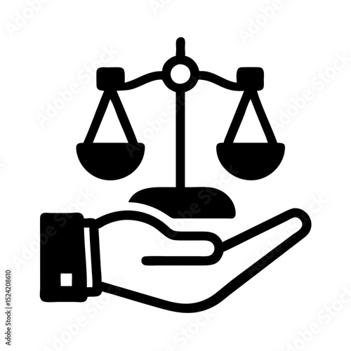 Scales of justice held in a hand representing law legal justice balance fairness