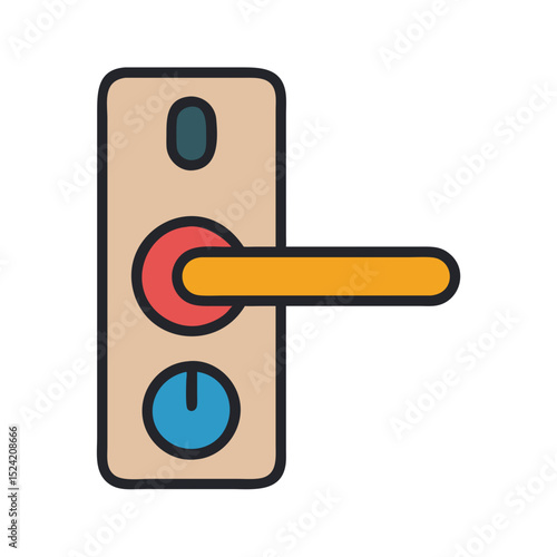 Modern door handle icon illustration with integrated controls
